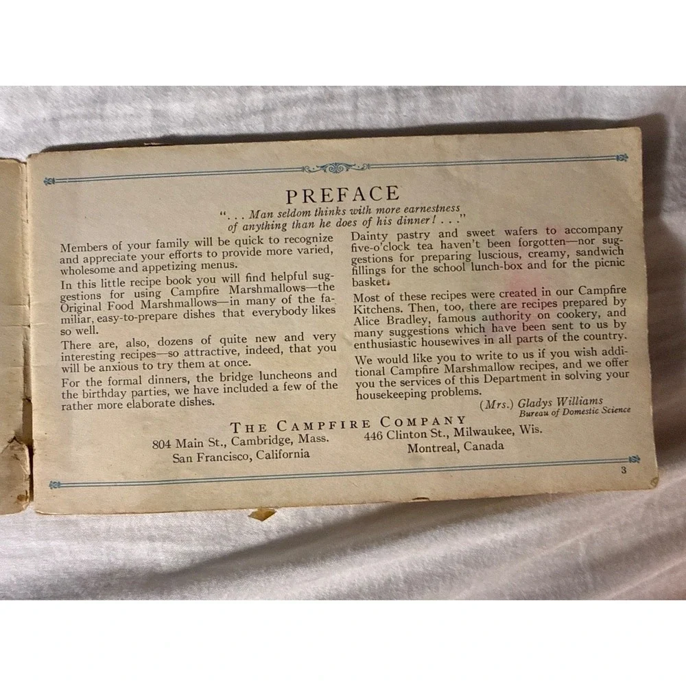 Vintage little Book A Book Of‎ 150 Recipes prepared With Campfire Marshmallows